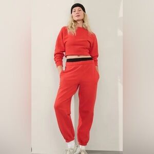 ATHLETA SET Forever Fleece joggers & crewneck sweatshirt